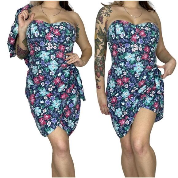 Vtg All that Jazz Juniors Floral Mini Dress 14 Matching Bolero Ridgemont High - Picture 1 of 4